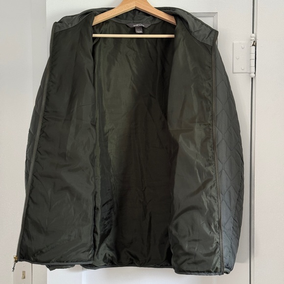 Olive Green Oversized Eddie Bauer Quilted Padded Full Zip Barn Bomber Jacket - Picture 4 of 14
